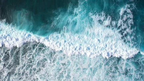 Big ocean waves hitting a coral rif. Aerial 4k footage. Stock Footage 129502478