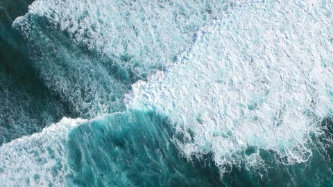 Big ocean waves hitting a coral rif. Aerial 4k footage. Stock Footage 129502788