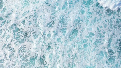 Big ocean waves hitting a coral rif. Aerial 4k footage. Stock Footage 129504137