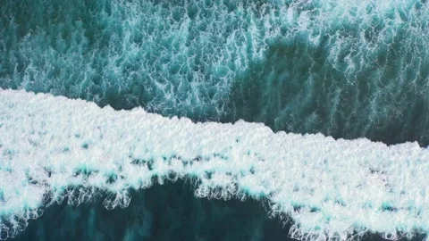 Big ocean waves hitting a coral rif. Aerial 4k footage. Stock Footage 130662304