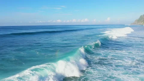 Big ocean waves hitting a coral rif. Stock Footage 133820946