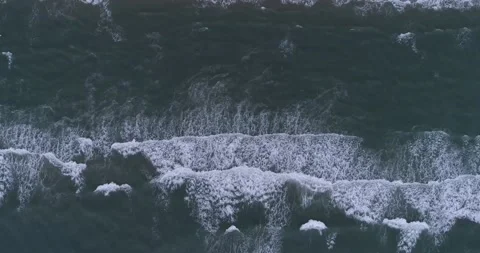 Big ocean waves hitting a coral reef, view from above. Aerial 4k footage Stock Footage 201064273