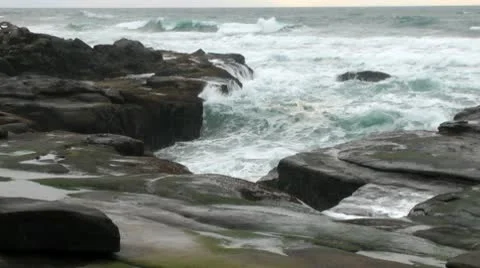 Big ocean waves on rocks 1 Stock Footage 10684852