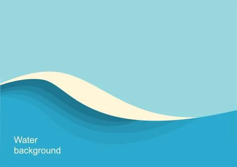 Big ocean waves seascape. Vector blue background with sea wave and sky Stock Illustration