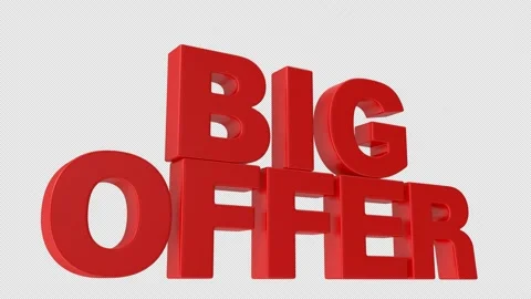 Big Offer 3D Text Animation Stock Footage 137907780