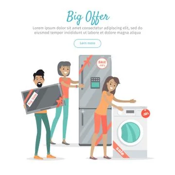 Big Offer in Electronics Store Vector Web Banner Stock Illustration