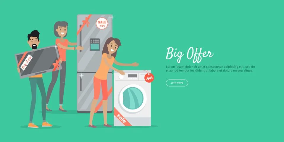 Big Offer in Electronics Store Vector Web Banner Stock Illustration