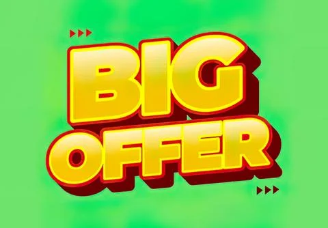Big offer text in bold yellow with red outline on green background Stock Illustration