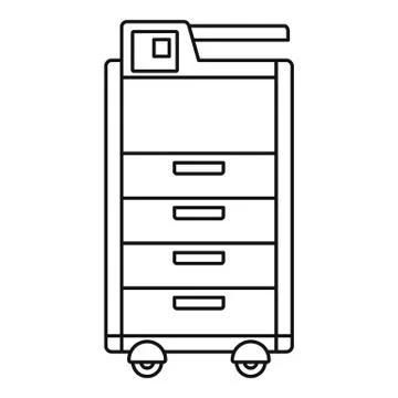 Big office printer icon, outline style Illustrazione stock