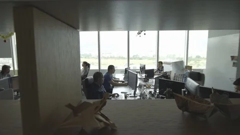 The Big office. View through shelves - footage 2 動画素材 126977629