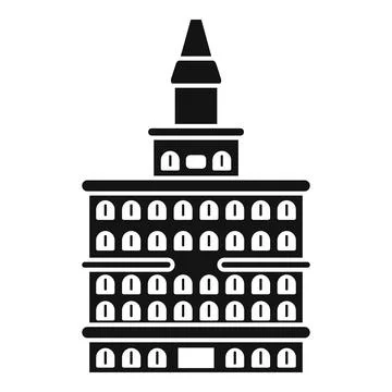Big old building with small tower is standing in black and white minimalist Ilustración de archivo