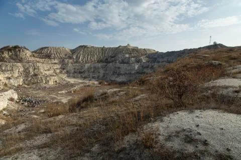 Big old limestone quarry. Stock Photos