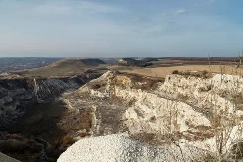 Big old limestone quarry. Stock Photos
