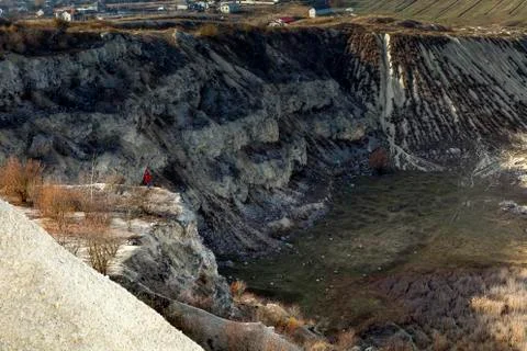 Big old limestone quarry. Stock Photos