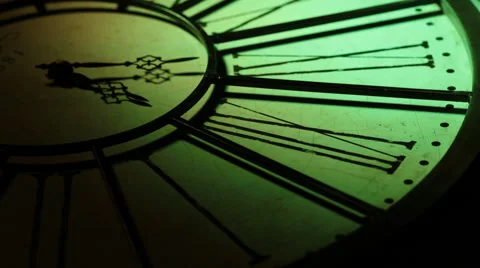 Big old multicolored clocks with light changing  Stock Footage 60588461