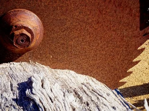 Big old rusty circular saw Stock Photos