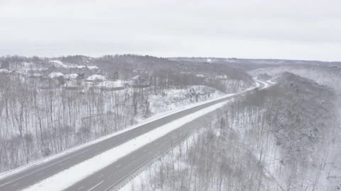 Big open and empty highway in winter Stock Footage 146897217
