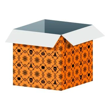 Big open box template with Halloween pattern Stock Illustration