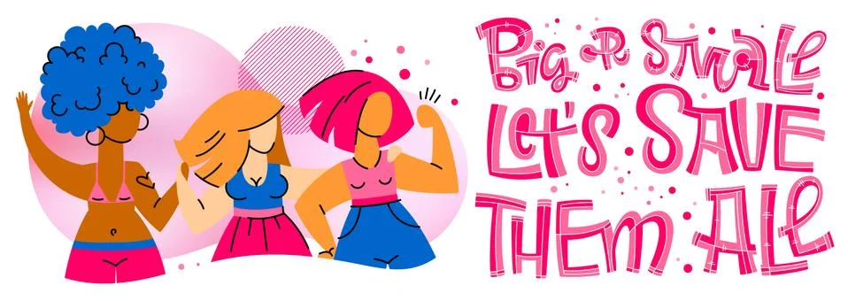 Big or Small Let's Save Them All - qoute. Motivation lettering for concept de Stock Illustration