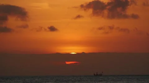 Big orange ball time-lapse sunset Stock Footage 55455725