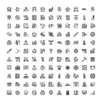 Big outline icon set collection for graphic design 스톡 일러스트