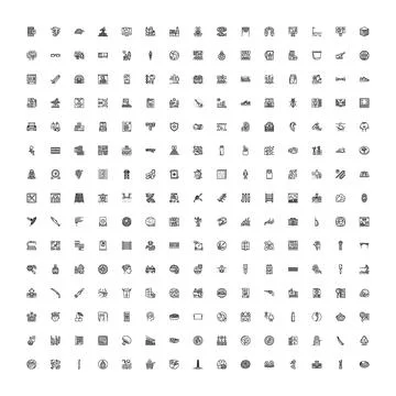 Big outline icon set for web and print Stockillustratie