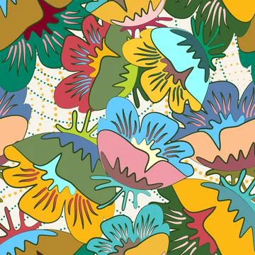 Big Outlined Flowers Vector Background Stock Illustration