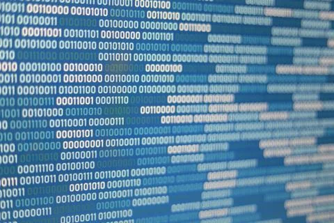 Big overload blockchain data. Blue binary data code background for internet a 스톡 사진