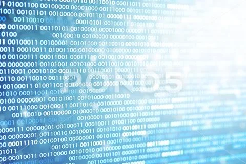 Big overload blockchain data. Blue binary data code background for internet a Stock Photos