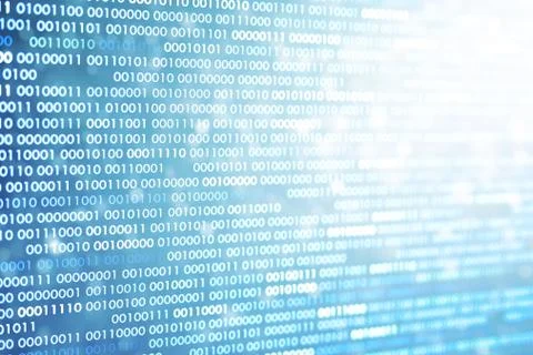 Big overload blockchain data. Blue binary data code background for internet a Stock Photos