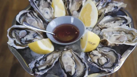 Big oyster dish. Stock Footage 131412161