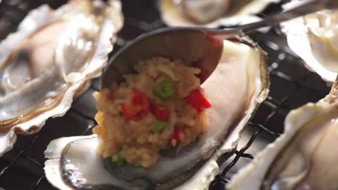 Big Oyster Dish Video stock 168602525