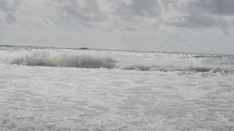 Big Pacific Ocean Waves in Slow Motion (handheld) Stock Footage 185104172