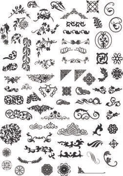 Big pack of different style ornaments Stock Illustration