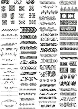 Big pack of different style ornaments Stock Illustration