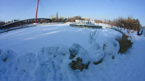Big Pan Over A Park In The Middle Of Winter On A Beautiful Sunny Day Stock Footage 63189779