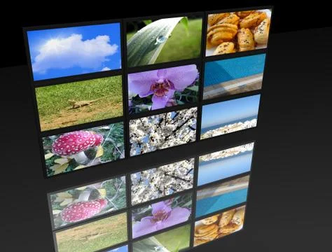 Big panel of tv's Stock Photos