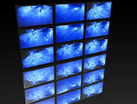 Big panel of tv's Stock Photos