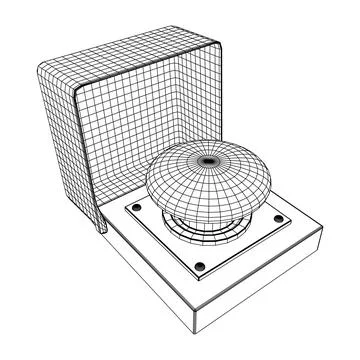 Big panic launch push button. Wireframe low poly mesh Stock Illustration