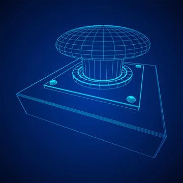 Big panic launch push button. Wireframe low poly mesh Illustrazione stock