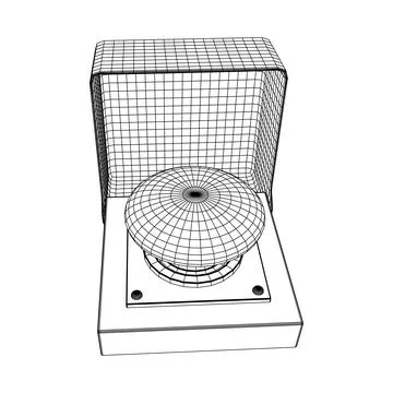 Big panic launch push button. Wireframe low poly mesh 스톡 일러스트