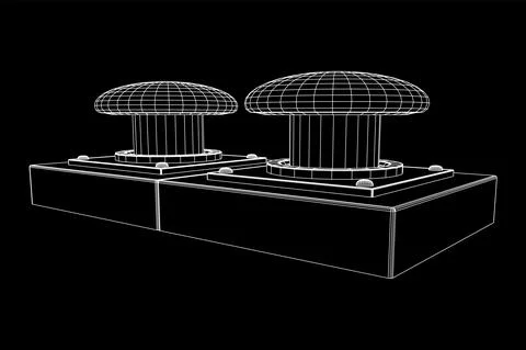 Big panic launch push button. Wireframe low poly mesh Stock Illustration