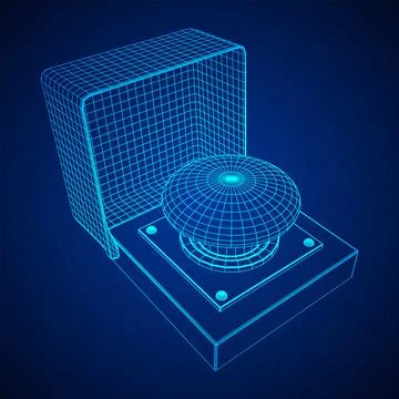 Big panic launch push button. Wireframe low poly mesh Stock Illustration
