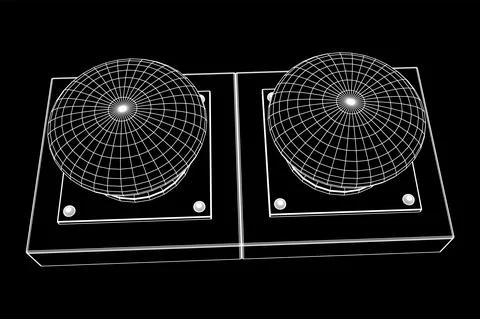 Big panic launch push button. Wireframe low poly mesh Stock Illustration