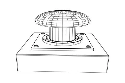 Big panic launch push button. Wireframe low poly mesh Illustrazione stock