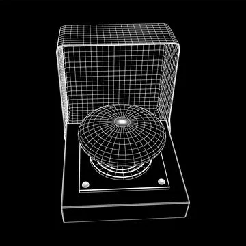 Big panic launch push button. Wireframe low poly mesh Stock Illustration
