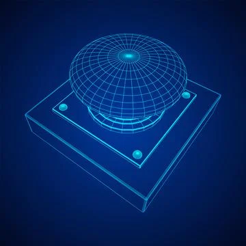 Big panic launch push button. Wireframe low poly mesh Stock Illustration