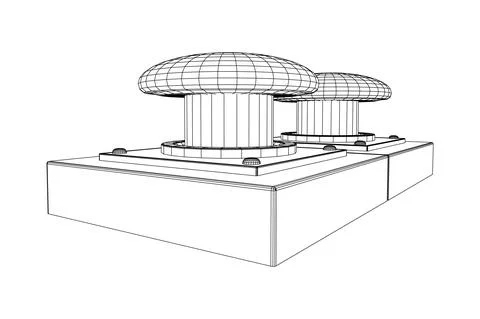 Big panic launch push button. Wireframe low poly mesh 스톡 일러스트