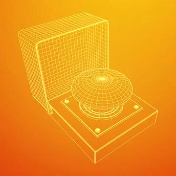 Big panic launch push button. Wireframe low poly mesh Illustrazione stock