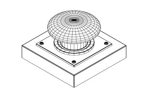 Big panic launch push button. Wireframe low poly mesh Stock Illustration